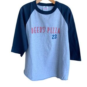 Vintage 2002 Mr Deeds' Pizza Movie Promo T-shirt Baseball Raglan 3/4 Sleeve